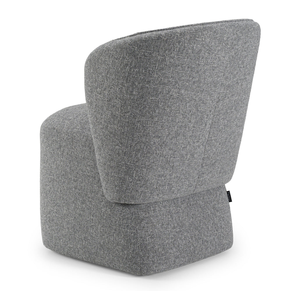 Souza - Modern Grey Fabric Swivel Dining Chair - View 11
