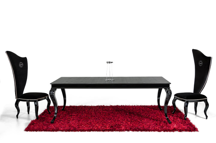 Sovereign Transitional Black Crocodile Dining Table w/ Black Gloss Legs