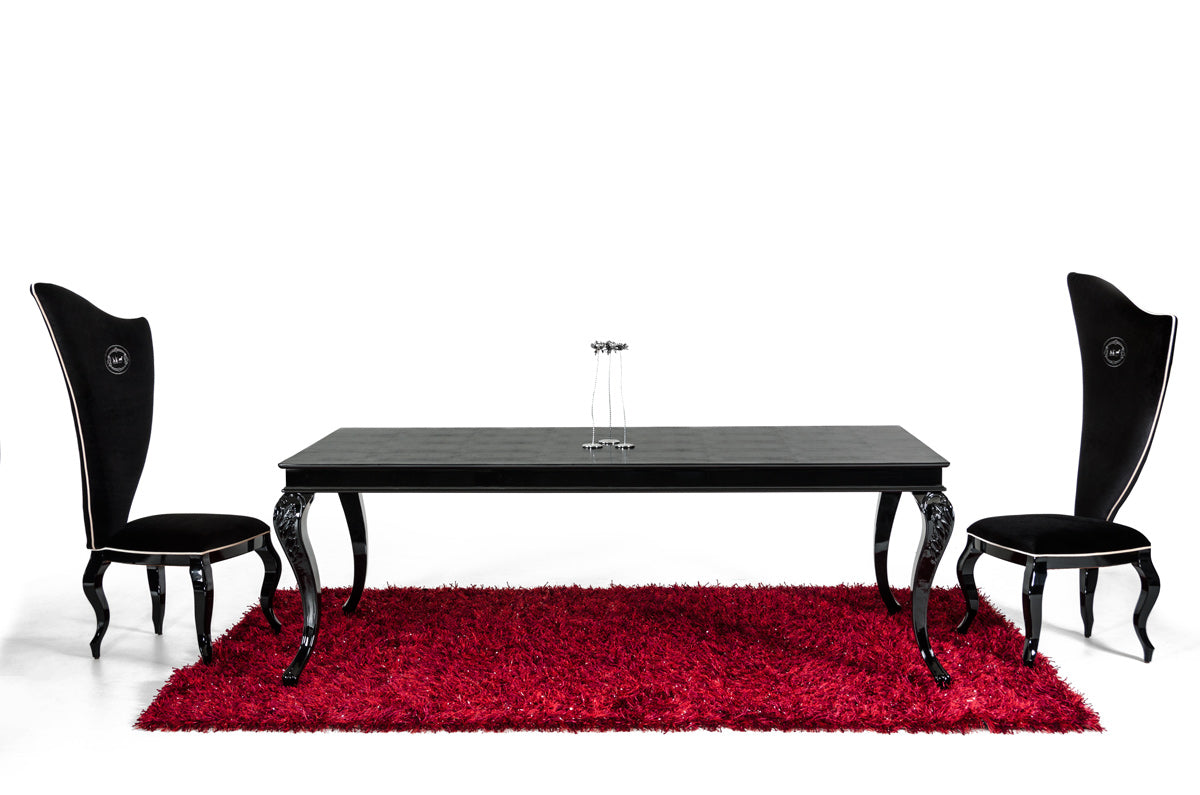 Sovereign Transitional Black Crocodile Dining Table w/ Black Gloss Legs - View 3