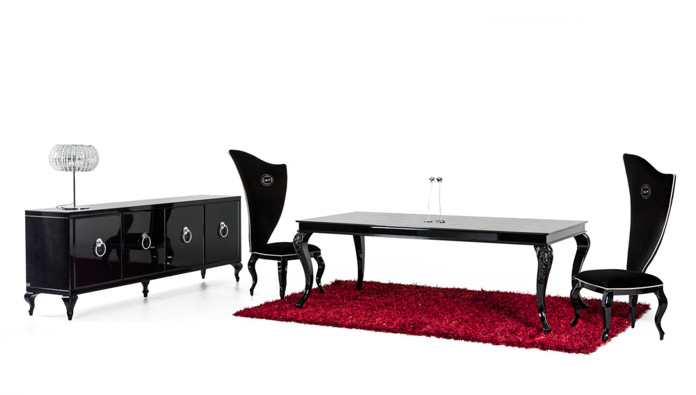 Sovereign Transitional Black Crocodile Dining Table w/ Black Gloss Legs - View 4