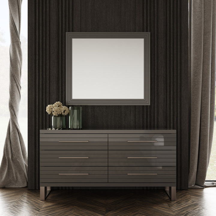 Splendor  Grey High Gloss Slatted MIrror