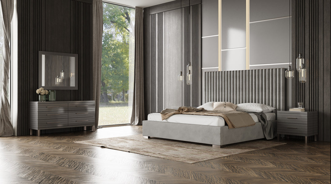 Splendor - Grey High Gloss Slatted Dresser