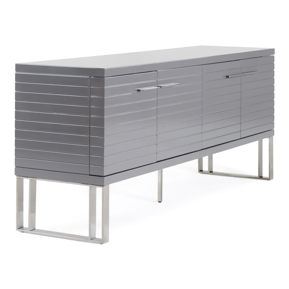 Splendor - Grey High Gloss Slatted Buffet - View 3