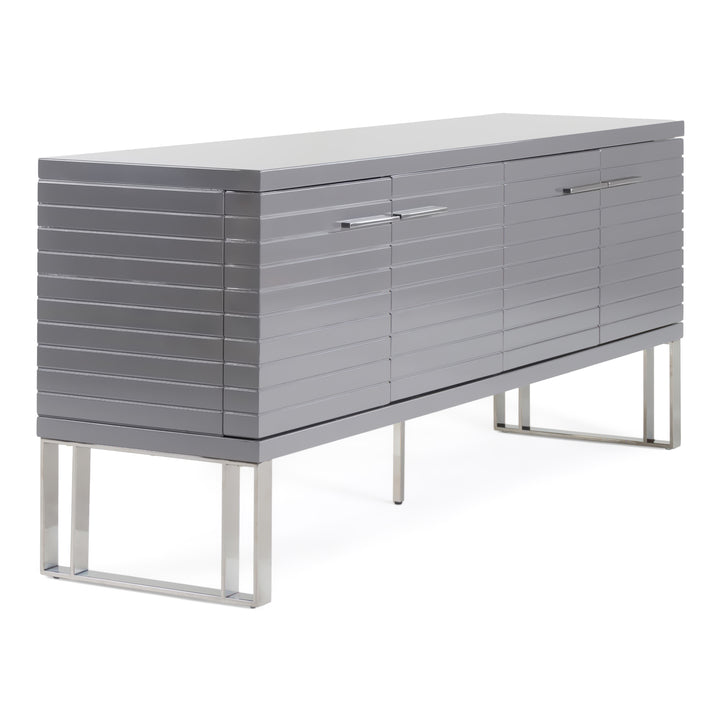 Splendor  Grey High Gloss Slatted Buffet