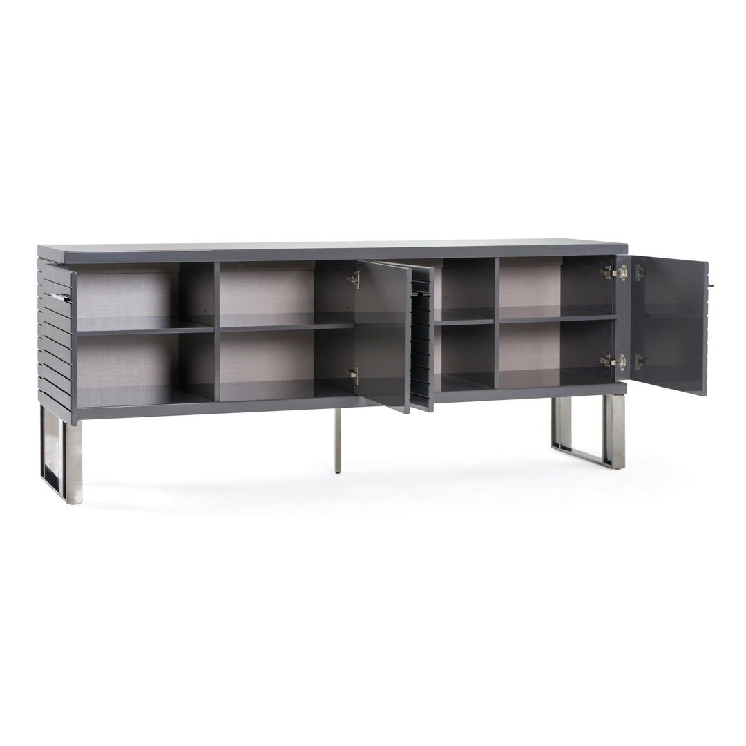 Splendor  Grey High Gloss Slatted Buffet