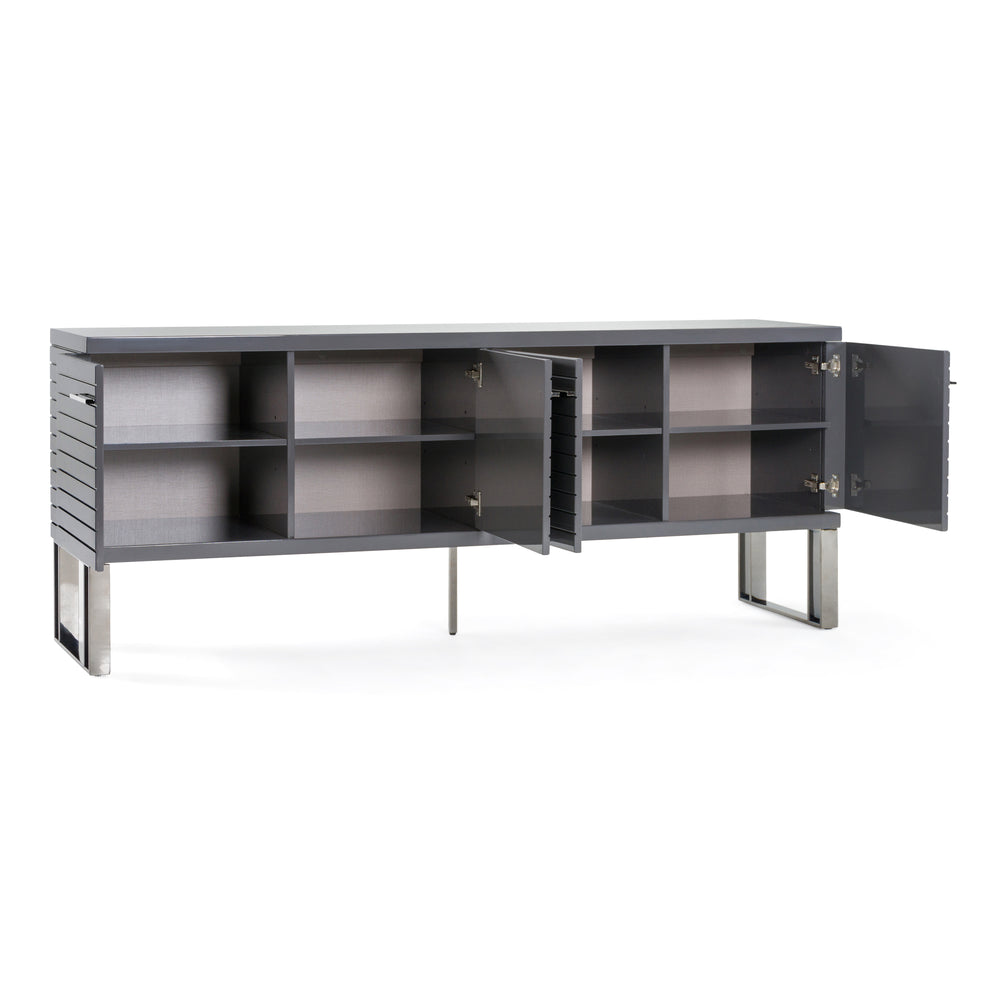 Splendor - Grey High Gloss Slatted Buffet - View 4