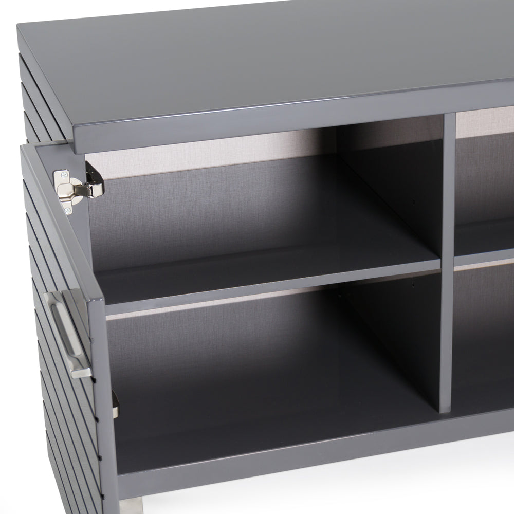 Splendor - Grey High Gloss Slatted Buffet - View 7