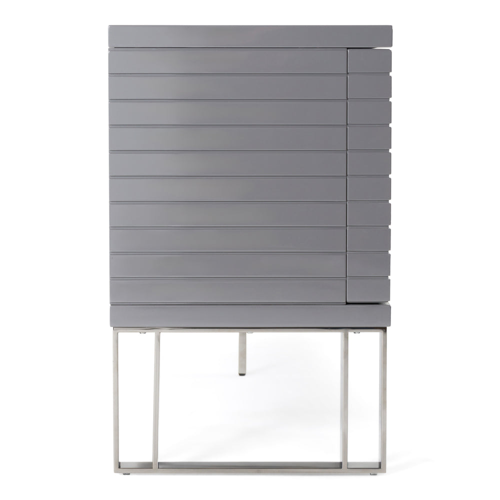 Splendor - Grey High Gloss Slatted Buffet - View 5