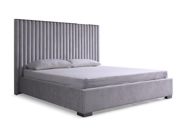 Splendor - Silver + Grey Velvet Upholstered King Platform Bed