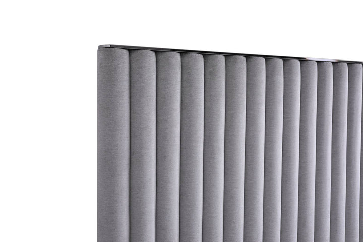Splendor - Silver + Grey Velvet Upholstered King Platform Bed