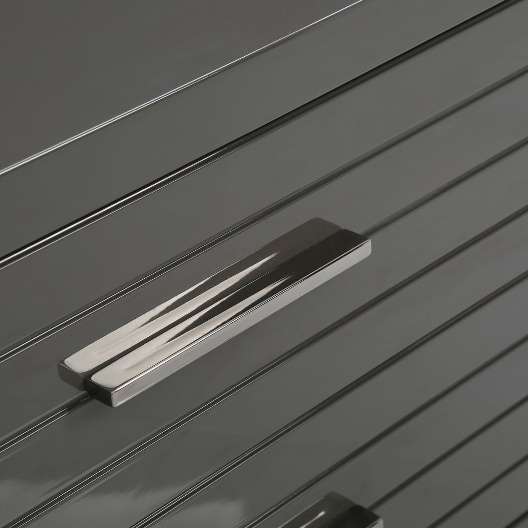 Splendor  Grey High Gloss Slatted Nightstand