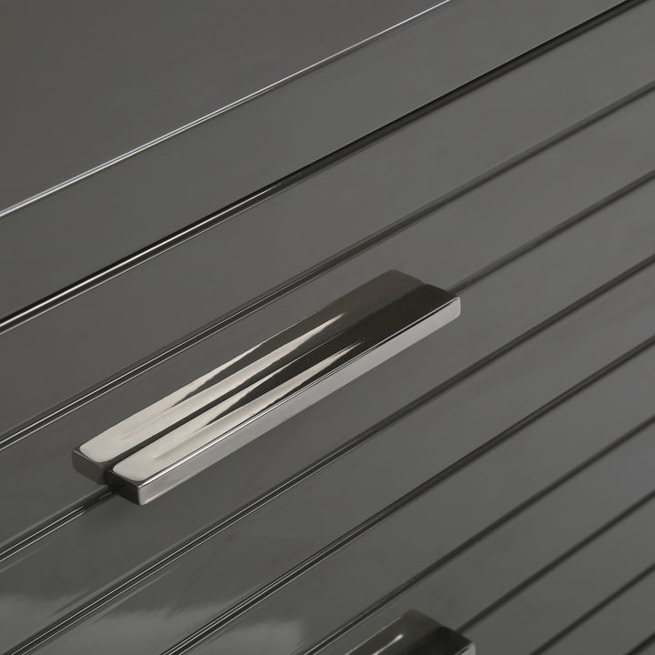 Splendor  Grey High Gloss Slatted Nightstand