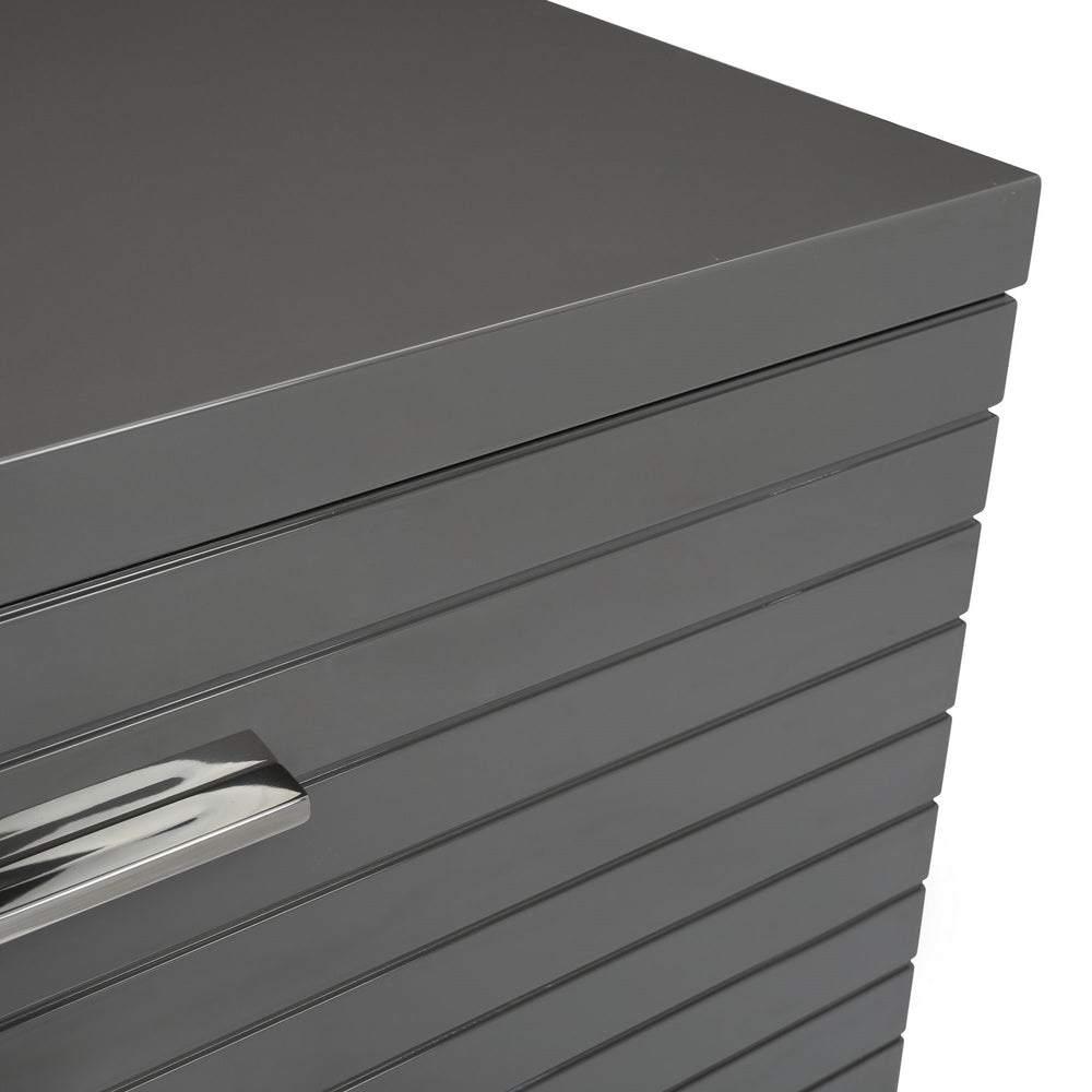 Splendor - Grey High Gloss Slatted Dresser - View 4