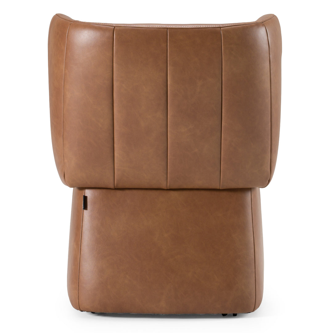 Standing - Modern Brown Vegan Leather Dining Chair with Castor Wheels