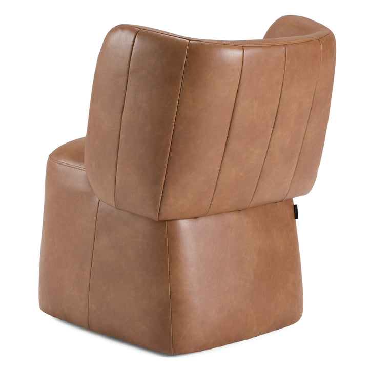 Standing - Modern Brown Vegan Leather Dining Chair w/ Castor Wheels