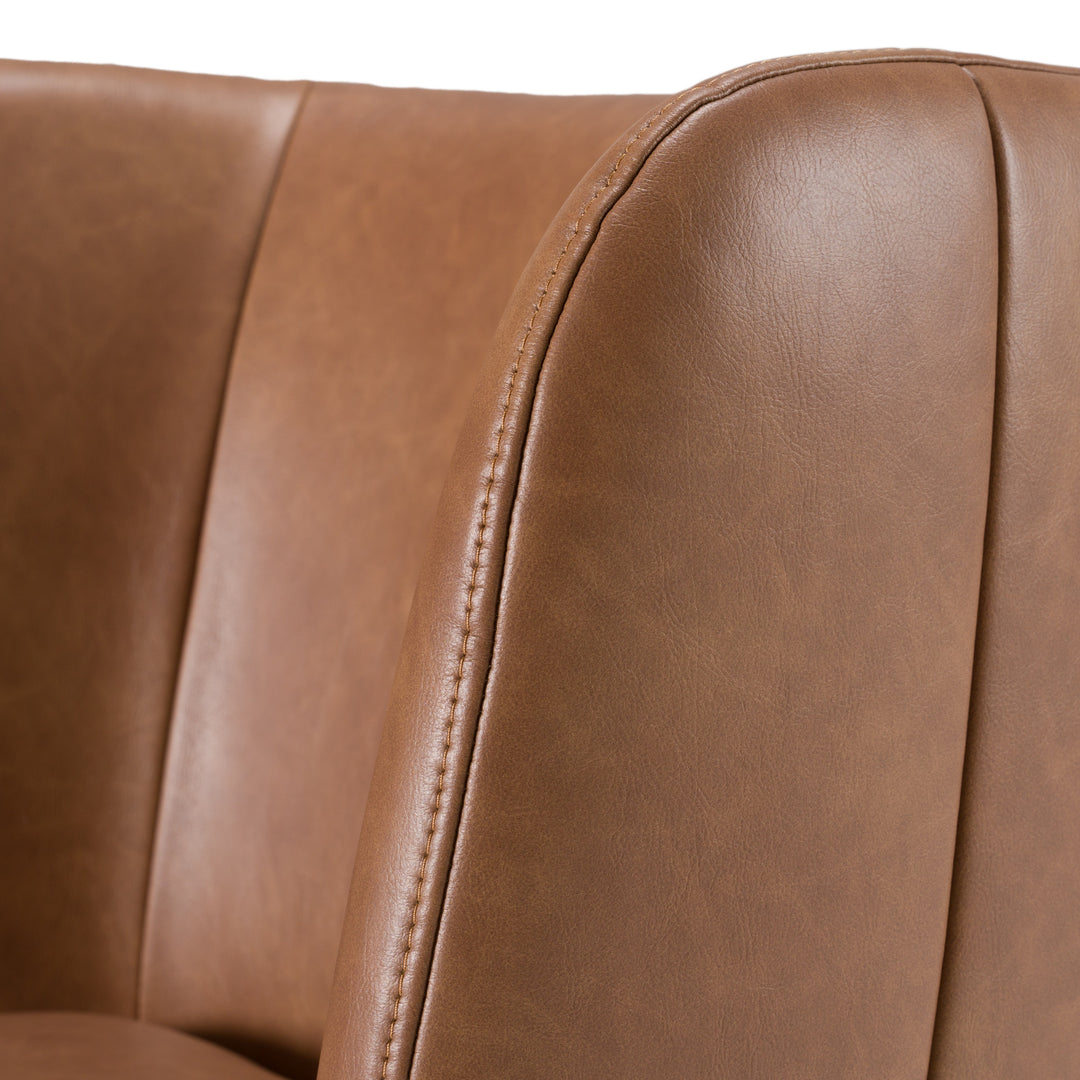 Standing - Modern Brown Vegan Leather Dining Chair with Castor Wheels