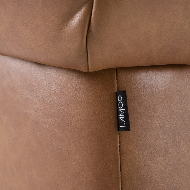 Standing - Modern Brown Vegan Leather Dining Chair with Castor Wheels