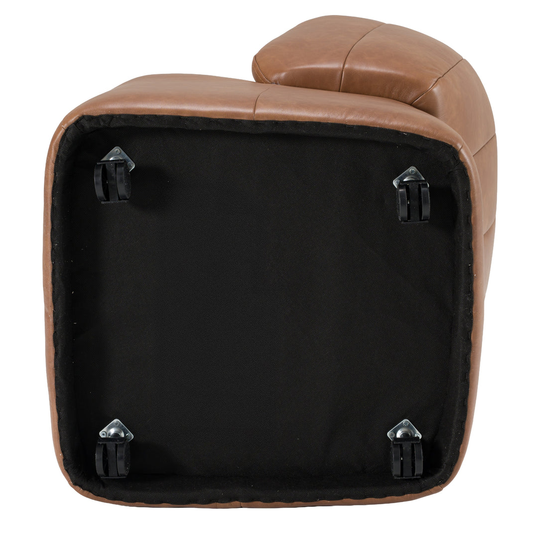 Standing - Modern Brown Vegan Leather Dining Chair with Castor Wheels