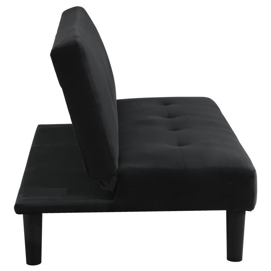 Stanford - Upholstered Tufted Convertible Sofa Bed - Black Futon Sofa modern furniture Contempo Furniture
