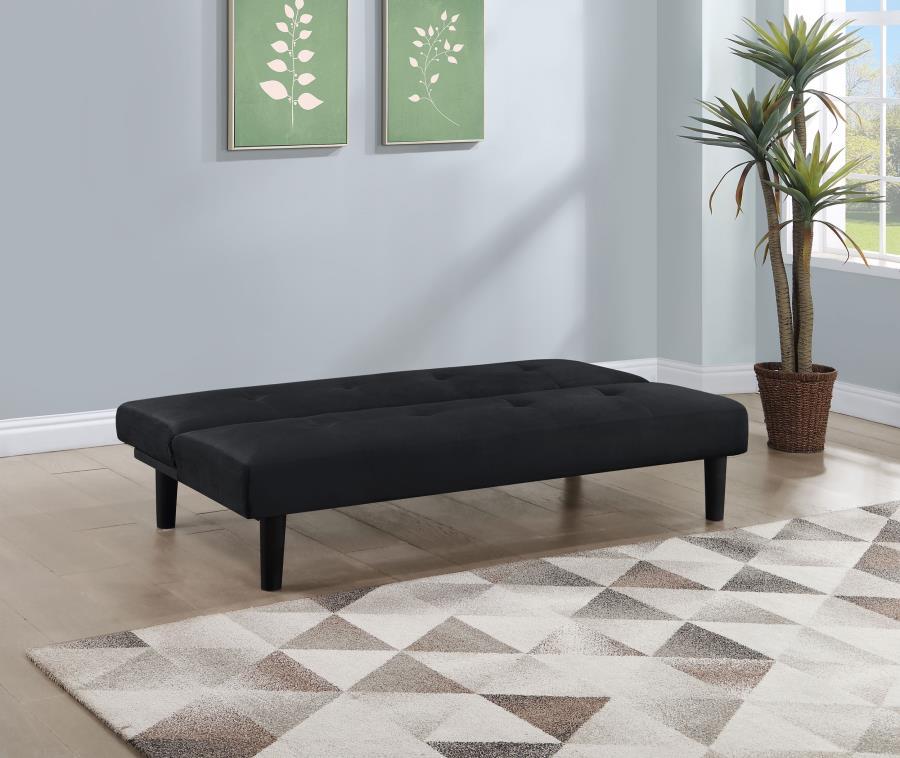 Stanford - Upholstered Tufted Convertible Sofa Bed - Black Futon Sofa modern furniture Contempo Furniture