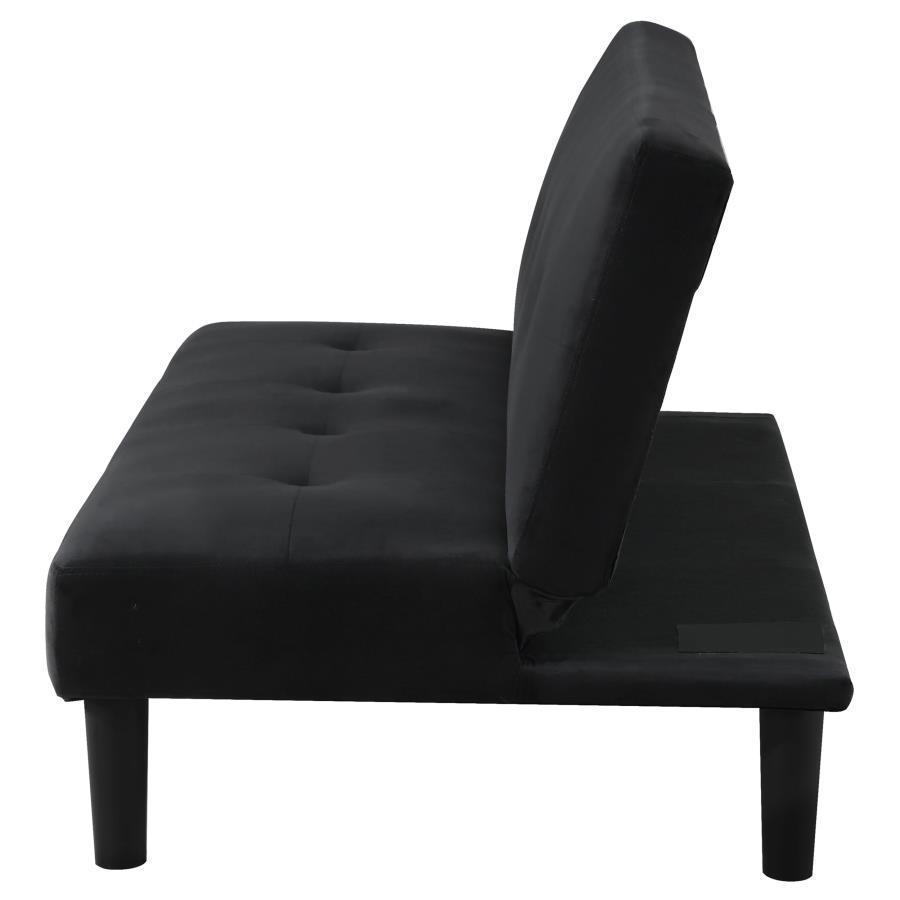 Stanford - Upholstered Tufted Convertible Sofa Bed - Black Futon Sofa modern furniture Contempo Furniture