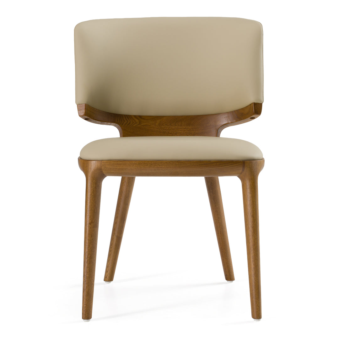 Stanley - Contemporary Beige Leatherette and Walnut Dining Chair 