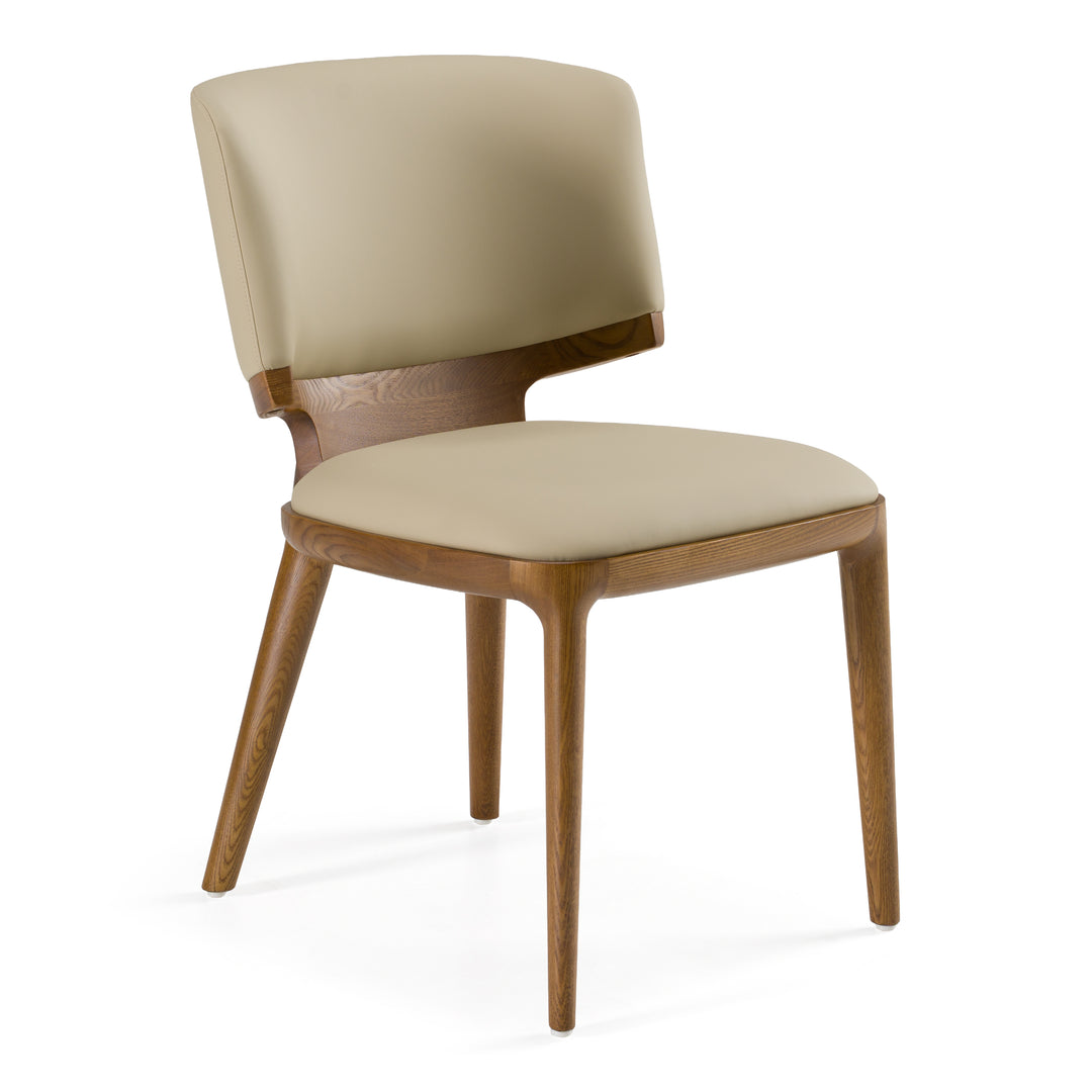 Stanley - Contemporary Beige Leatherette and Walnut Dining Chair 