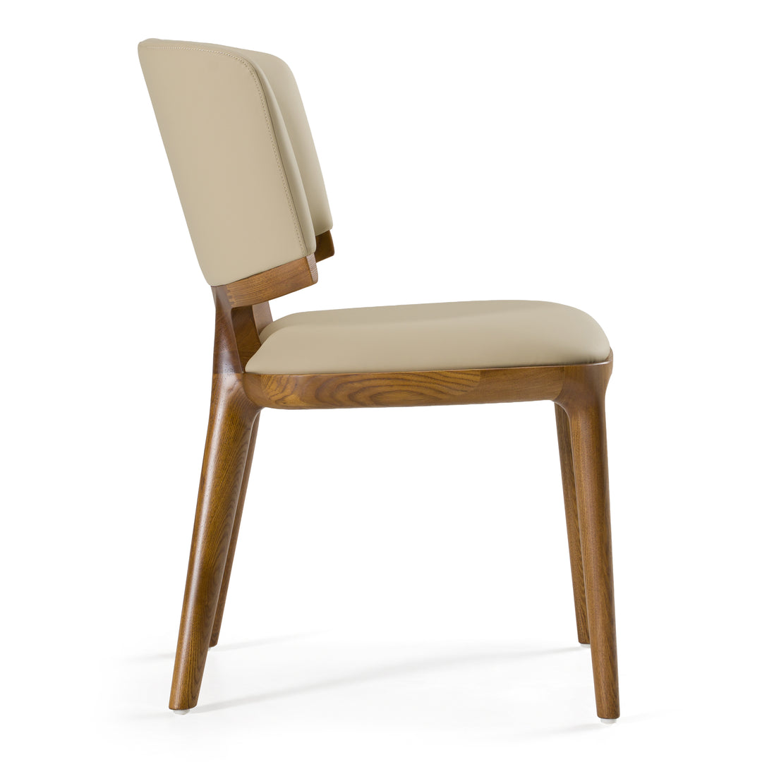 Stanley - Contemporary Beige Leatherette and Walnut Dining Chair (Set of 2)