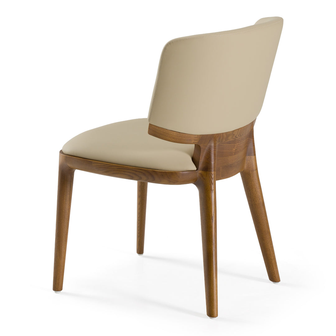Stanley - Contemporary Beige Leatherette and Walnut Dining Chair (Set of 2)