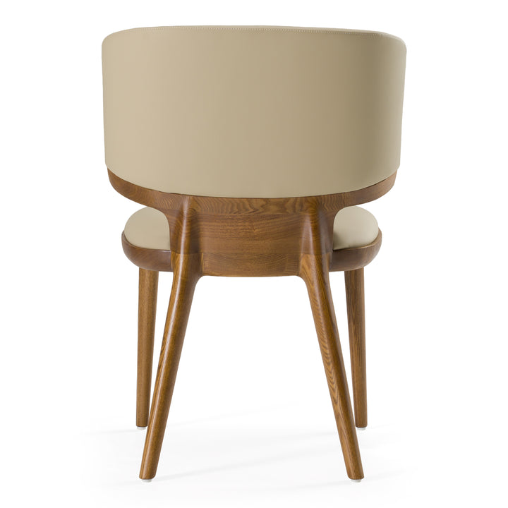 Stanley - Contemporary Beige Leatherette and Walnut Dining Chair 