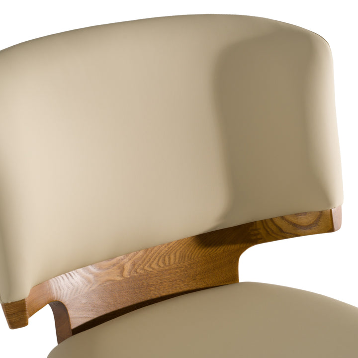 Stanley - Contemporary Beige Leatherette and Walnut Dining Chair 