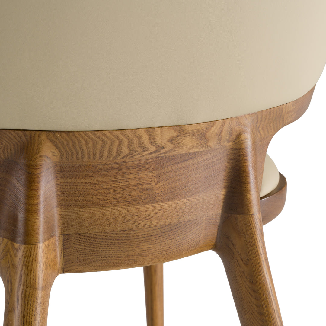 Stanley - Contemporary Beige Leatherette and Walnut Dining Chair 