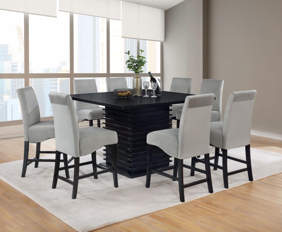 Stanton - Upholstered Counter Chairs (Set of 2) - Gray And Black Stool Set modern furniture Contempo Furniture