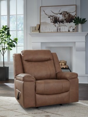 Status Check Recliner - Light Brown Rocker Chair modern furniture Contempo Furniture