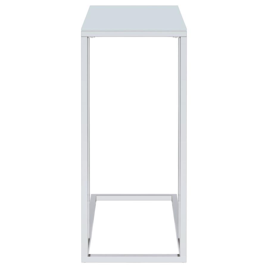 Stella - Glass Top C - Shaped Sofa Side Table - Chrome Side Table modern furniture Contempo Furniture