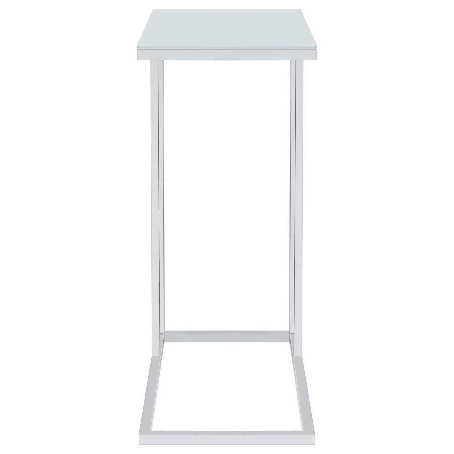 Stella - Glass Top C - Shaped Sofa Side Table - Chrome Side Table modern furniture Contempo Furniture