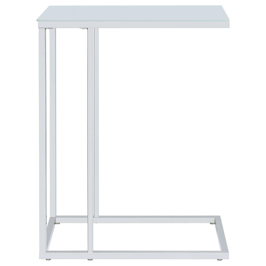 Stella - Glass Top C - Shaped Sofa Side Table - Chrome Side Table modern furniture Contempo Furniture