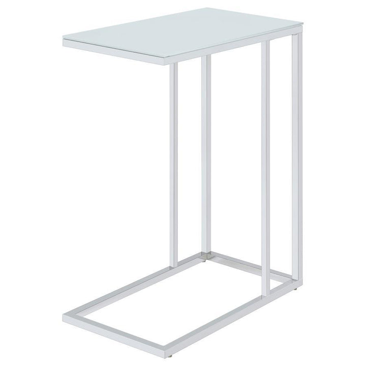Stella - Glass Top C - Shaped Sofa Side Table - Chrome Side Table modern furniture Contempo Furniture