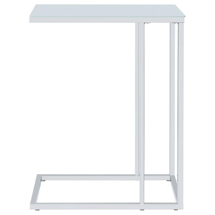 Stella - Glass Top C - Shaped Sofa Side Table - Chrome Side Table modern furniture Contempo Furniture
