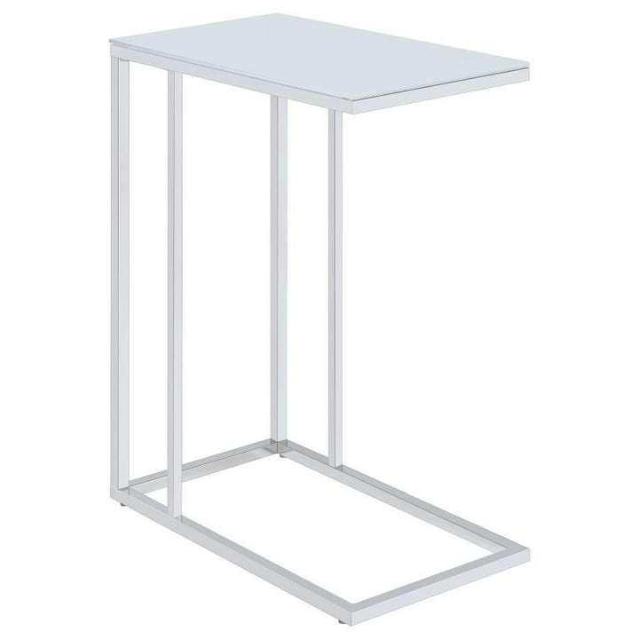 Stella - Glass Top C - Shaped Sofa Side Table - Chrome Side Table modern furniture Contempo Furniture