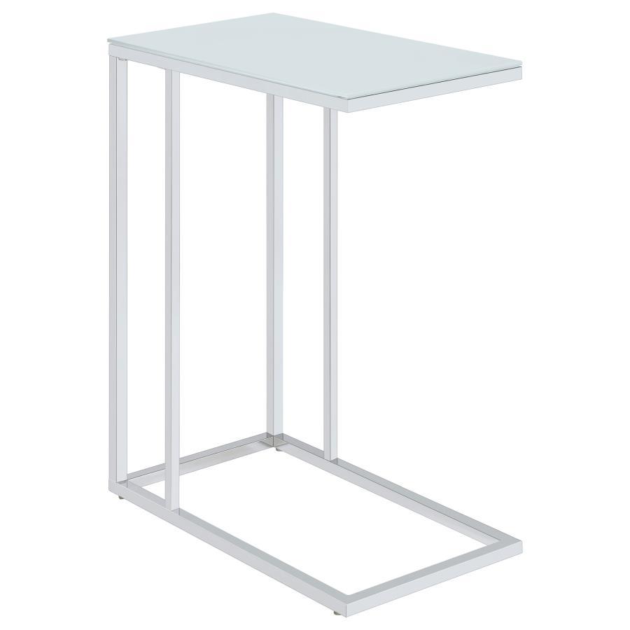 Stella - Glass Top C - Shaped Sofa Side Table - Chrome Side Table modern furniture Contempo Furniture