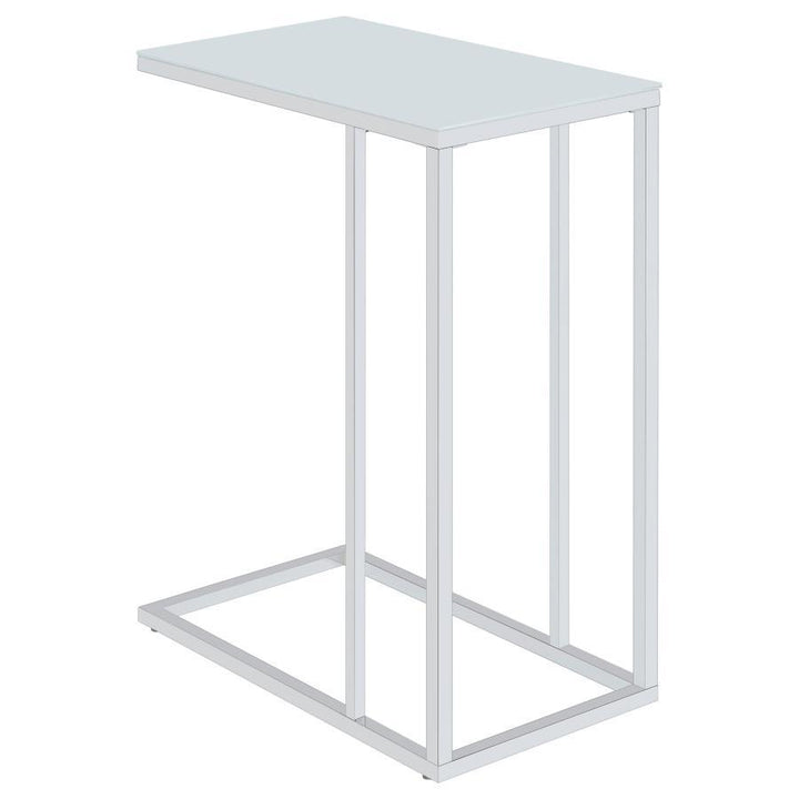 Stella - Glass Top C - Shaped Sofa Side Table - Chrome Side Table modern furniture Contempo Furniture