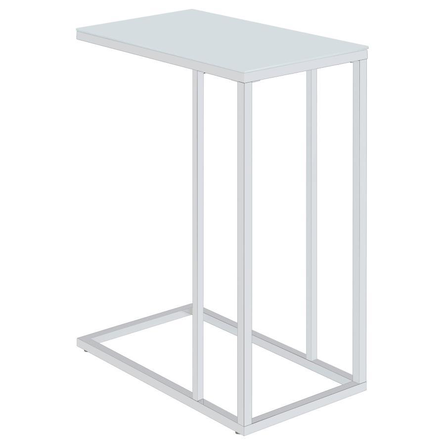Stella - Glass Top C - Shaped Sofa Side Table - Chrome Side Table modern furniture Contempo Furniture