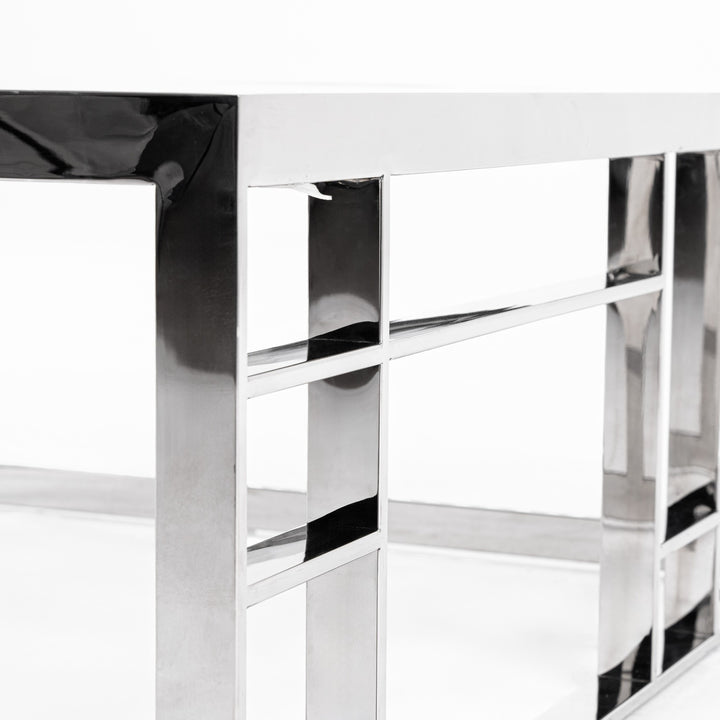 Stephen - Modern Glass &amp; Stainless Steel Square Coffee Table