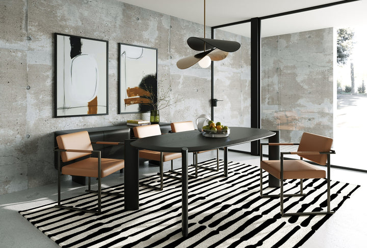 Steven - Modern Black Oval Dining Table
