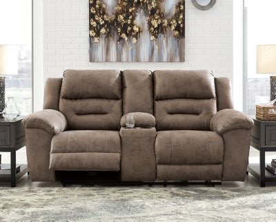 Stoneland Power Reclining Loveseat with Console - Light Brown Reclining Loveseat modern furniture Contempo Furniture