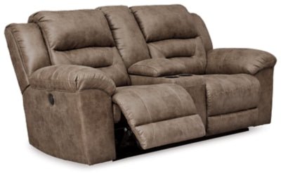 Stoneland Power Reclining Loveseat with Console - Light Brown Reclining Loveseat modern furniture Contempo Furniture