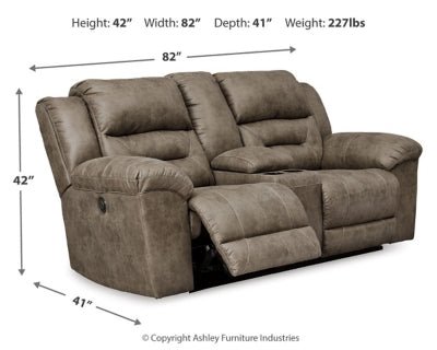 Stoneland Power Reclining Loveseat with Console - Light Brown Reclining Loveseat modern furniture Contempo Furniture