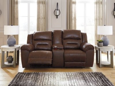 Stoneland Reclining Loveseat with Console - Dark Brown Reclining Loveseat modern furniture Contempo Furniture