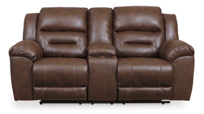 Stoneland Reclining Loveseat with Console - Dark Brown Reclining Loveseat modern furniture Contempo Furniture